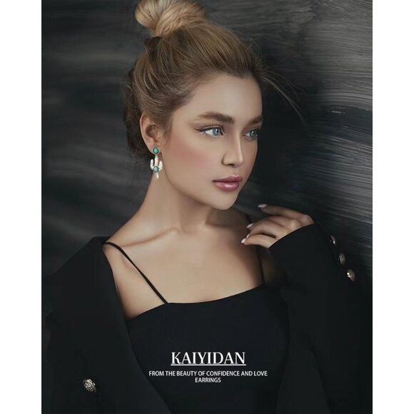 Turquoise Cactus shaped Vintage Long Summer Earring for Women Jewelry - Picture 6 of 9